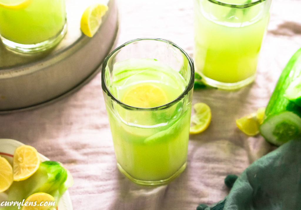 Cucumber juice with mint lemon juice and sugar